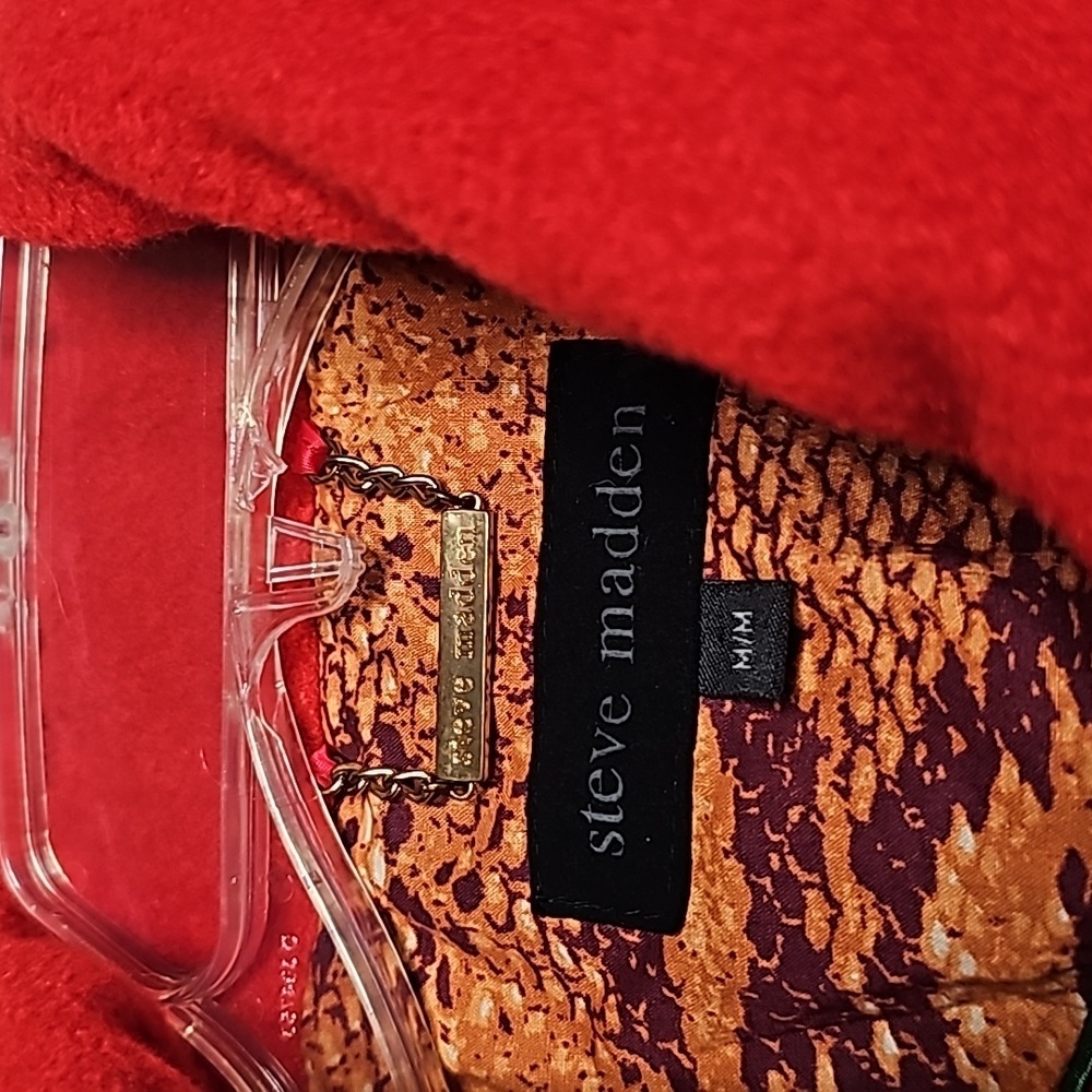 Steve Madden Red Button Down Collared Trench Peac… - image 4